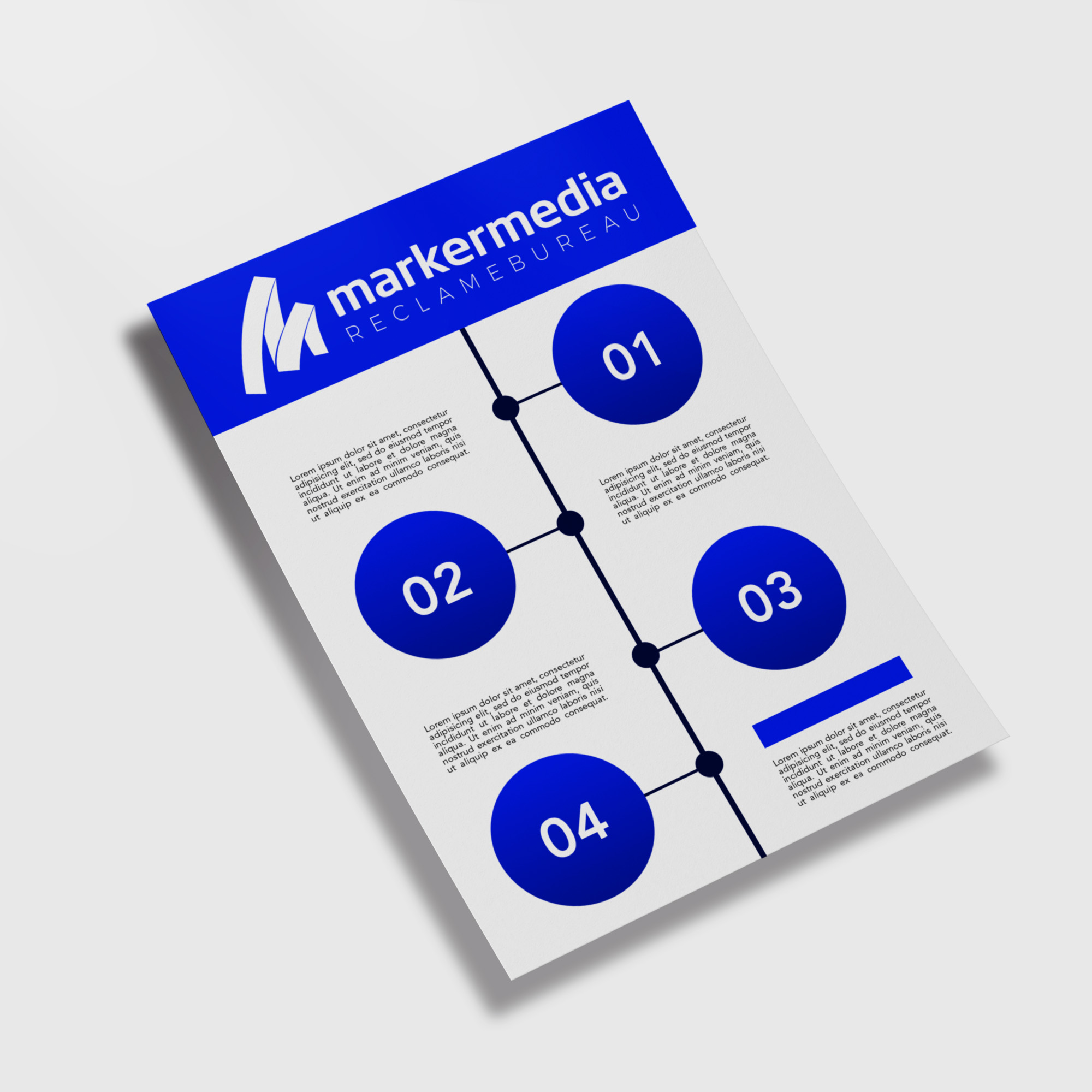 Een verzameling infographics van Marker Media, ontworpen met opvallende kleuren en visuele elementen die gegevens en informatie op een duidelijke en aantrekkelijke manier presenteren.